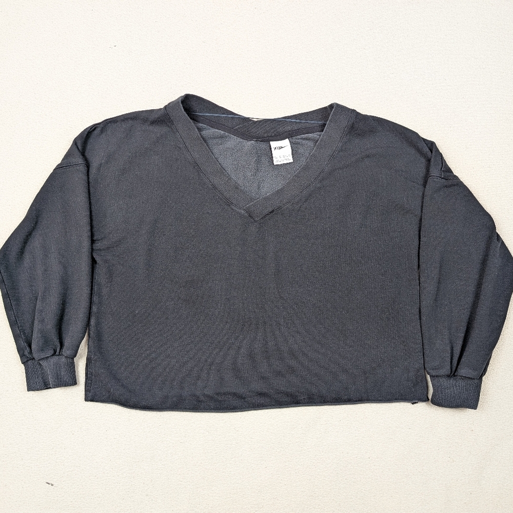 Nike Yoga Luxe Fleece V-Neck Cropped Sweatshirt Black Size XS